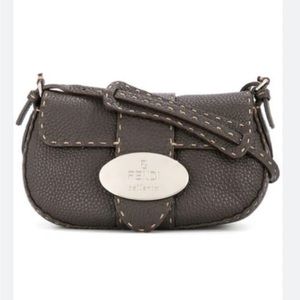 Fendi Black Leather Selleria Shoulder Bag Vintage